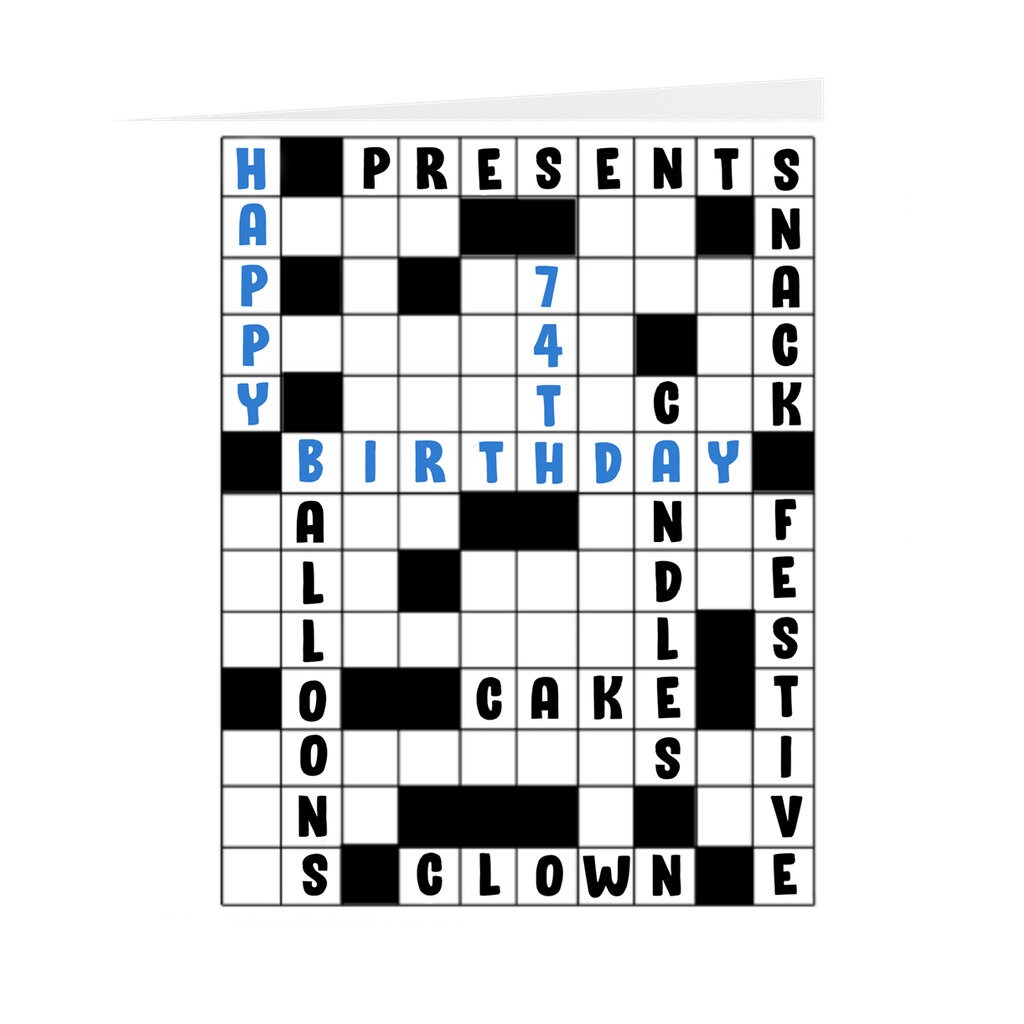 74th Birthday Card Funny 74th Birthday Card Crossword