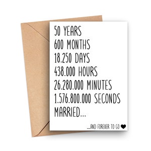 50th Anniversary Card. 50th Anniversary Gift, Card For 50th Anniversary, 50 Years Married, Card For Husband