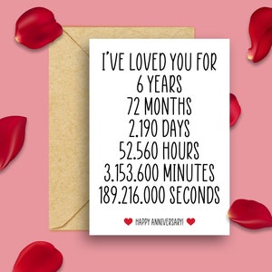 6th Anniversary Card, 6 Year Anniversary Card, 6 Years Married Card, 6 Years Of Marriage Card, 6 Years Together, 6th Anniversary Card Him