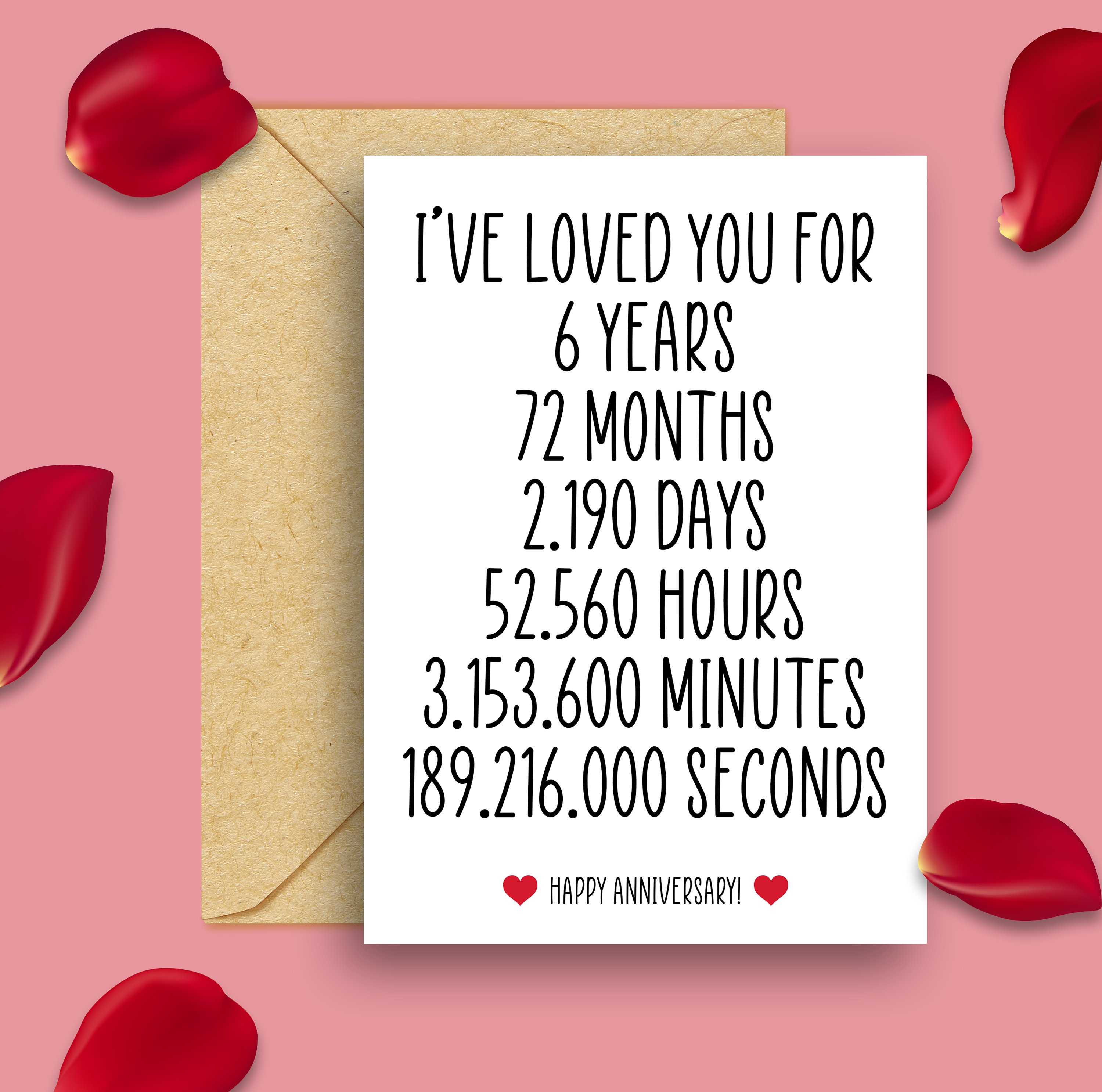6th Anniversary Card 6 Year Anniversary Card 6 Years Married | Etsy