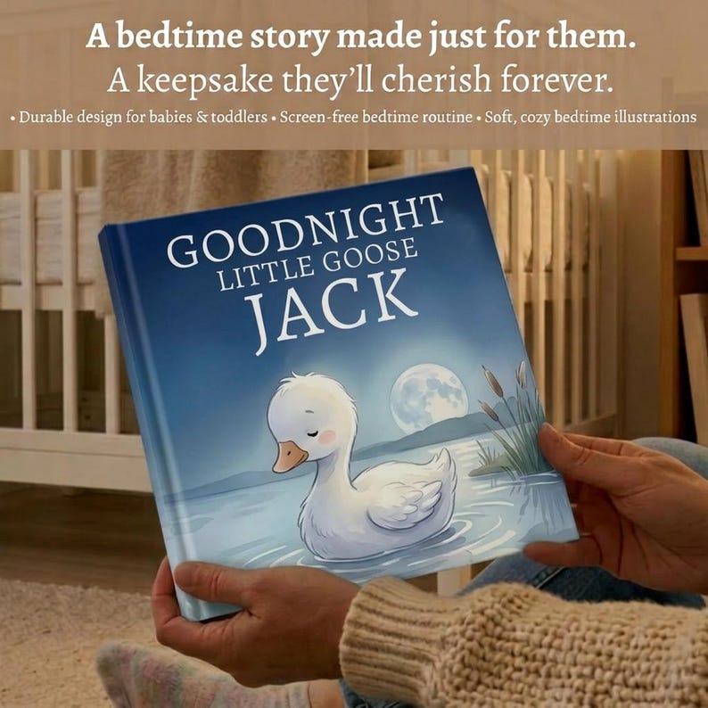 Personalized Goose Bedtime Lullaby Bedtime Book, Custom Silly Goose Baby Book, Goose Nursery Decor Gift, Goose Theme Baby Keepsake image 7