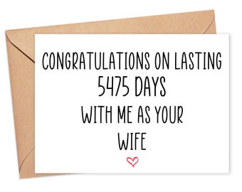 15th Anniversary Card For Husband, 15 Year Anniversary Card For Him, 15 Years Married Card, 15 Years Together Card, 5475 Days Married Card