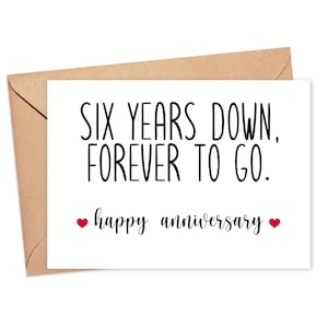 6th Anniversary Card, 6 Year Anniversary Card, 6th Anniversary Card For Husband Or Wife, 6 Years Married Card For Him Or Her, Wedding Card