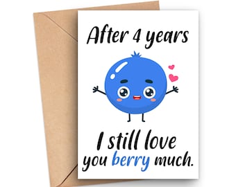 4th Anniversary Card, Funny 4 Year Anniversary Card, 4 Years Married Card, 4th Anniversary Card For Husband Or Wife, Card For Him And Her