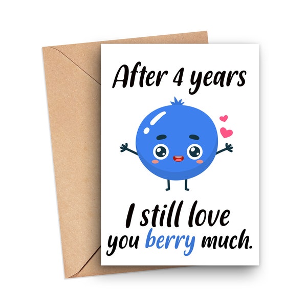 4th Anniversary Card, Funny 4 Year Anniversary Card, 4 Years Married Card, 4th Anniversary Card For Husband Or Wife, Card For Him And Her