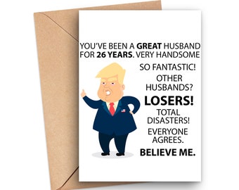 Funny 26th Anniversary Card, 26th Anniversary Card Husband, 26 Year Anniversary Card For Him, 26th Anniversary Gift Anniversary Card Husband