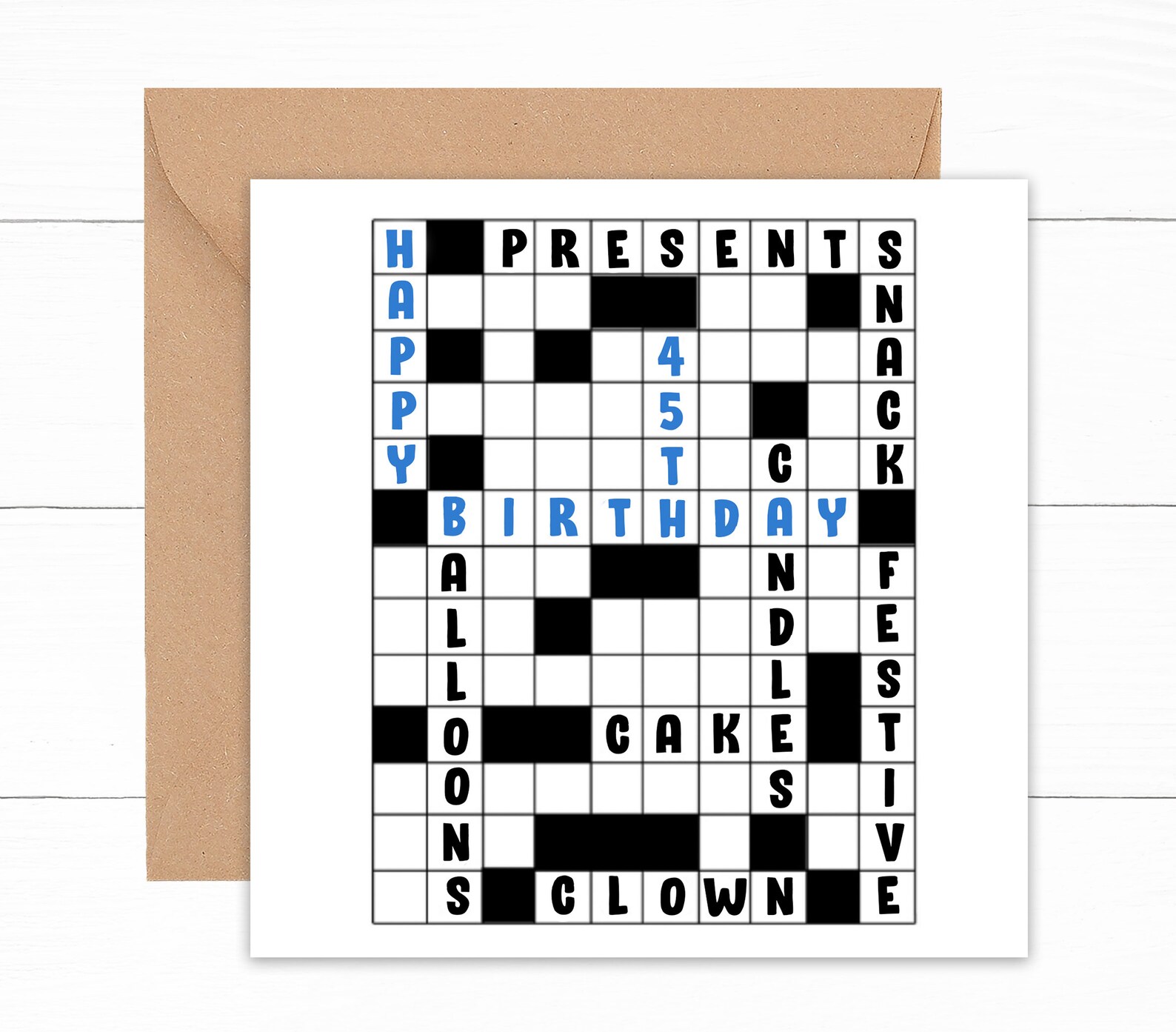 45th Birthday Card Funny 45th Birthday Card Crossword