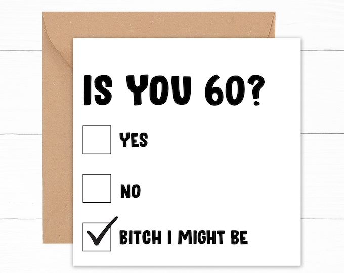 Funny 60th Birthday Card Funny Birthday Card for 60 Year Old - Etsy