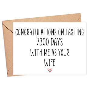 20th Anniversary Card For Husband, 20 Year Anniversary Card For Him, 20 Years Married Card, 20 Years Together Card, 7300 Days Married Card