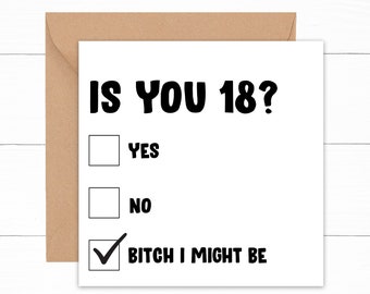 Is You 18 Birthday Card, Funny Birthday Card 18 Year Old, Funny 18th Birthday Card, 18th Birthday Gift, Card For 18th Birthday