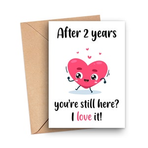 2nd Anniversary Card, 2 Year Anniversary Card, Cute 2nd Anniversary Card, 2 Years Married Card, Sweet 2 Year Anniversary Card For Him Or Her
