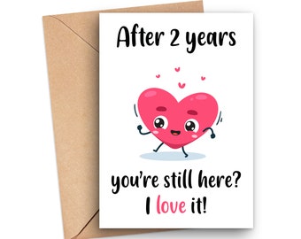 2nd Anniversary Card, 2 Year Anniversary Card, Cute 2nd Anniversary Card, 2 Years Married Card, Sweet 2 Year Anniversary Card For Him Or Her