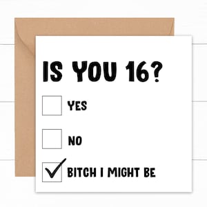Is You 16 Birthday Card, Funny Birthday Card 16 Year Old, Funny 16th Birthday Card, 16th Birthday Gift, Card For 16th Birthday