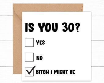 Is You 30 Birthday Card, Funny Birthday Card 30 Year Old, Funny 30th Birthday Card, 30th Birthday Gift, Card For 30th Birthday