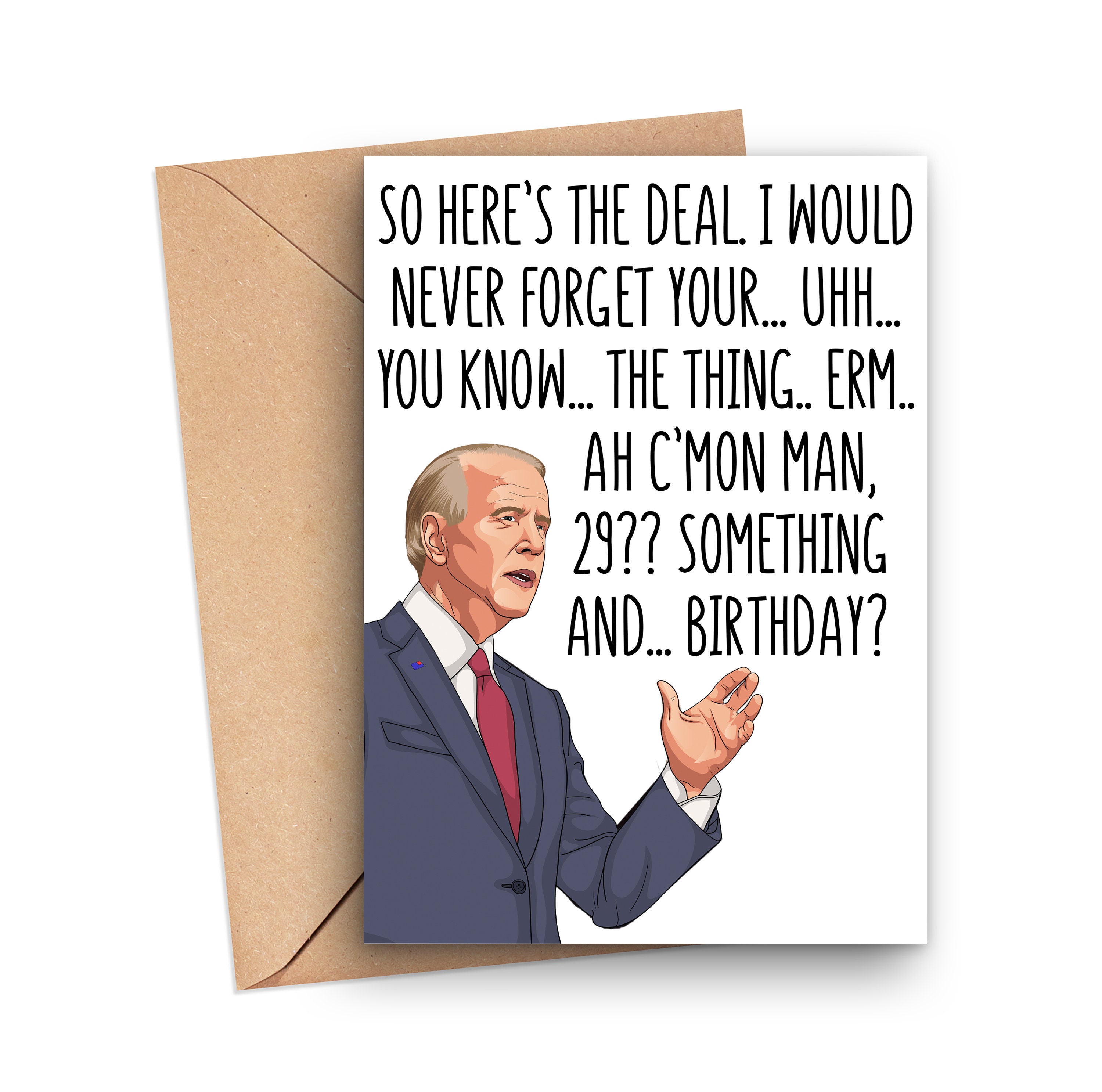 Funny 29th Birthday Card Funny Joe Biden Birthday Card for 29 Etsy