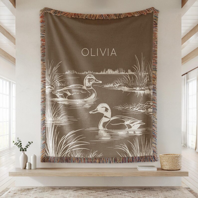 Personalized Mallard Duck Baby Blanket, Vintage Style Mallard Duck ...