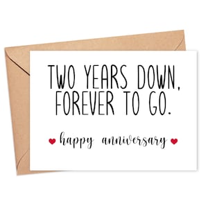 2nd Anniversary Card, 2 Year Anniversary Card, 2nd Anniversary Card for Husband or Wife, 2 Years Married Card for Him or Her, Wedding Card