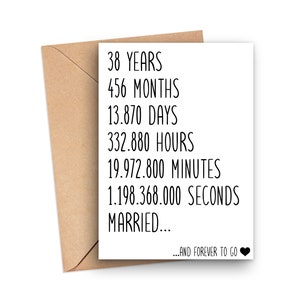 38th Anniversary Card, 38 Year Anniversary Card, 38th Anniversary Gift, 38th Anniversary Card For Husband, Cute 38th Anniversary Card