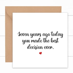 7th Anniversary Card For Husband, Funny 7 Year Anniversary Card, Cute 7th Anniversary Card, 7 Years Together Card, 7 Years Married Card