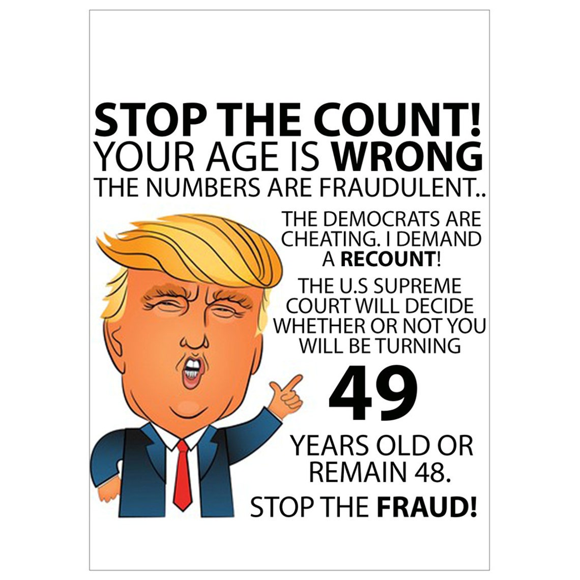 Funny 49th Birthday Card Funny Trump 49th Birthday Card | Etsy