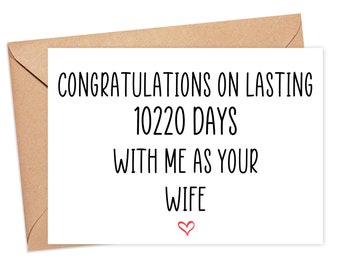 Carte du 28e anniversaire pour son mari, carte anniversaire de 28 ans pour lui, carte de 28 ans, carte 28 ans ensemble, carte de mariage de 10220 jours