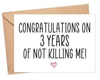 Funny 3rd Anniversary Card For Husband, 3 Year Anniversary Gift Husband, 3rd Anniversary Card, 3 Years Together Card Boyfriend Girlfriend