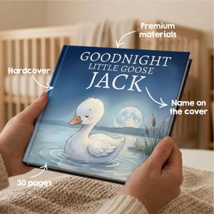 Personalized Goose Bedtime Lullaby Bedtime Book, Custom Silly Goose Baby Book, Goose Nursery Decor Gift, Goose Theme Baby Keepsake image 2