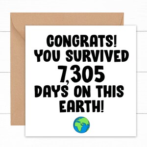 20th Birthday Card, Funny 20th Birthday Card, Congratulations Card, Happy 20th Birthday Card, Card For 20 Year Old, 20th Birthday Gift