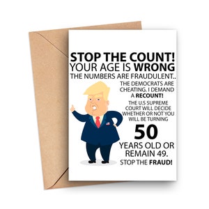 Funny 50th Birthday Card, Funny Trump 50th Birthday Card, Hilarious 50 Years Old Birthday Card, Funny Trump Birthday Card 2020 Elections