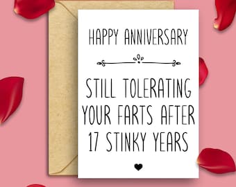 Funny 17th Anniversary Card, Funny 17 Years Anniversary Card, 17th