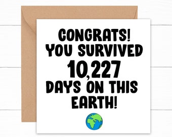 28th Birthday Card, Funny 28th Birthday Card, Congratulations Card, Happy 28th Birthday Card, Card For 28 Year Old, 28th Birthday Gift