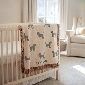 Personalized Weimaraner Dog Baby Blanket, Custom Name Puppy Throw Dog Lovers, Baby Shower Gift for Boys or Girls, Dog Themed Nursery Decor