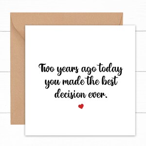 2nd Anniversary Card For Husband, Funny 2 Year Anniversary Card, Cute 2nd Anniversary Card, 2 Years Together Card, 2 Years Married Card