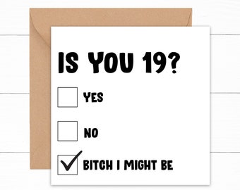 Is You 19 Birthday Card, Funny Birthday Card 19 Year Old, Funny 19th Birthday Card, 19th Birthday Gift, Card For 19th Birthday