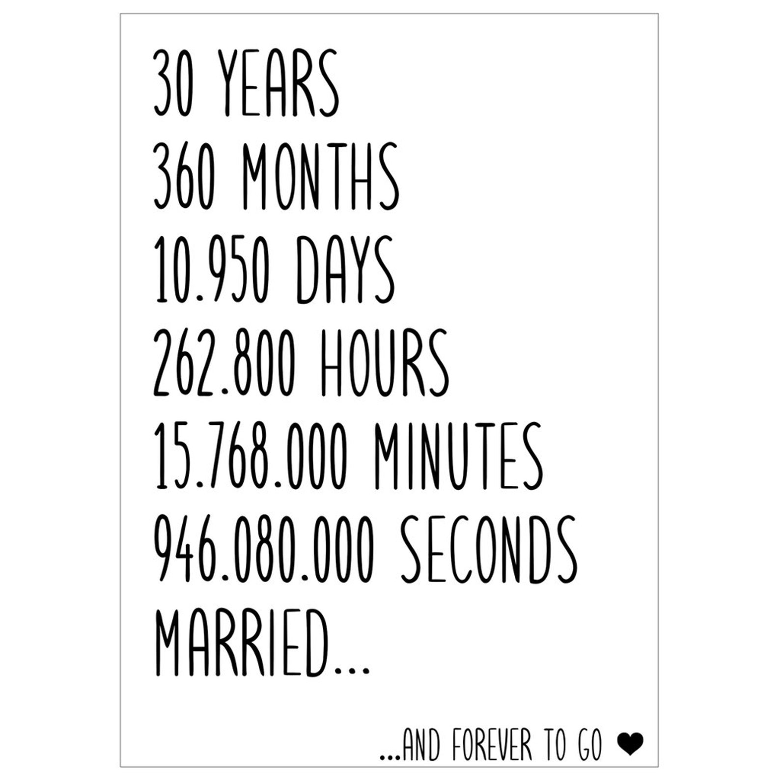 30th Anniversary Card 30th Wedding Anniversary Card 30 Years Etsy