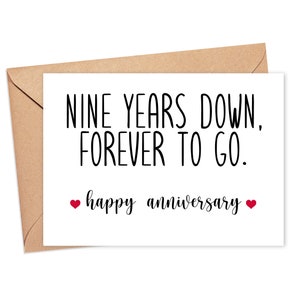 9th Anniversary Card, 9 Year Anniversary Card, 9th Anniversary Card For Husband Or Wife, 9 Years Married Card For Him Or Her, Wedding Card
