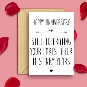 Funny 11th Anniversary Card, Funny 11 Years Anniversary Card, 11th Anniversary, 11 Years Married Together, 11th Anniversary Card For Husband