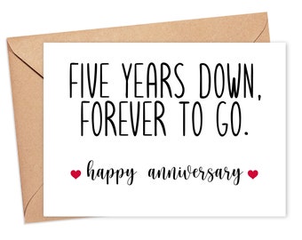 5th Anniversary Card, 5 Year Anniversary Card, 5th Anniversary Card For Husband Or Wife, 5 Years Married Card For Him Or Her, Wedding Card