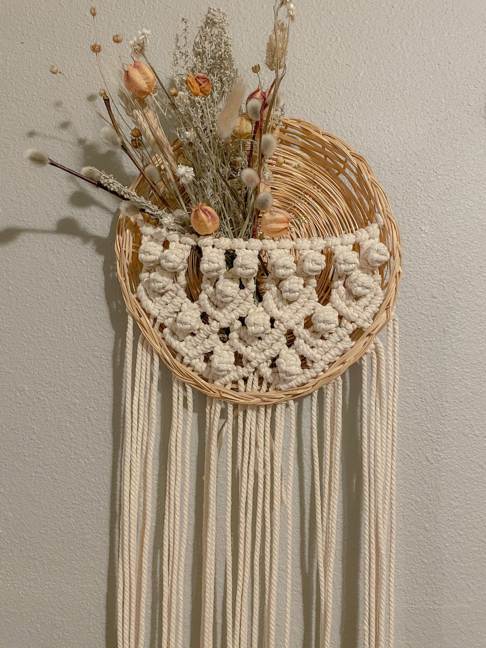Wicker Basket Macrame Wall Hanging. Macrame Pocket. Etsy