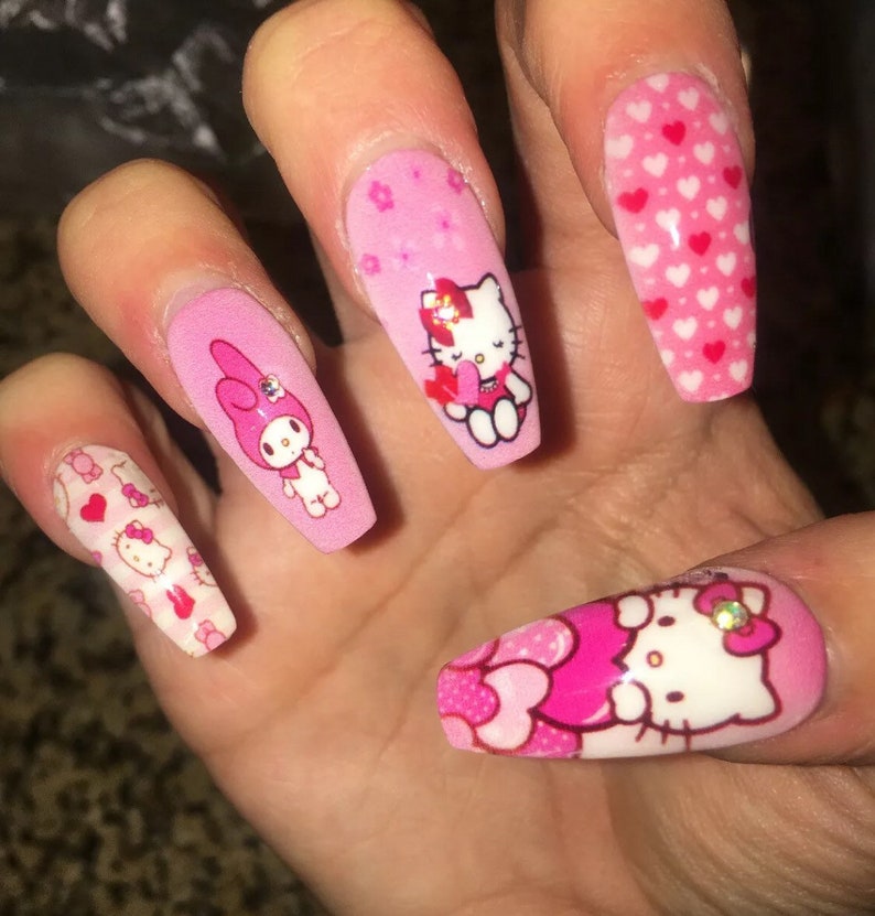 Hello Kitty My Melody Custom Press On Nails Etsy