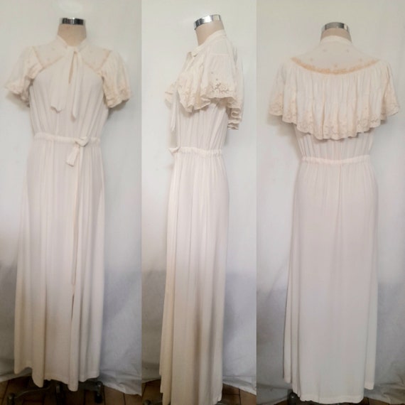 Vintage Stunning 30's Off White Rayon, Silk and L… - image 6