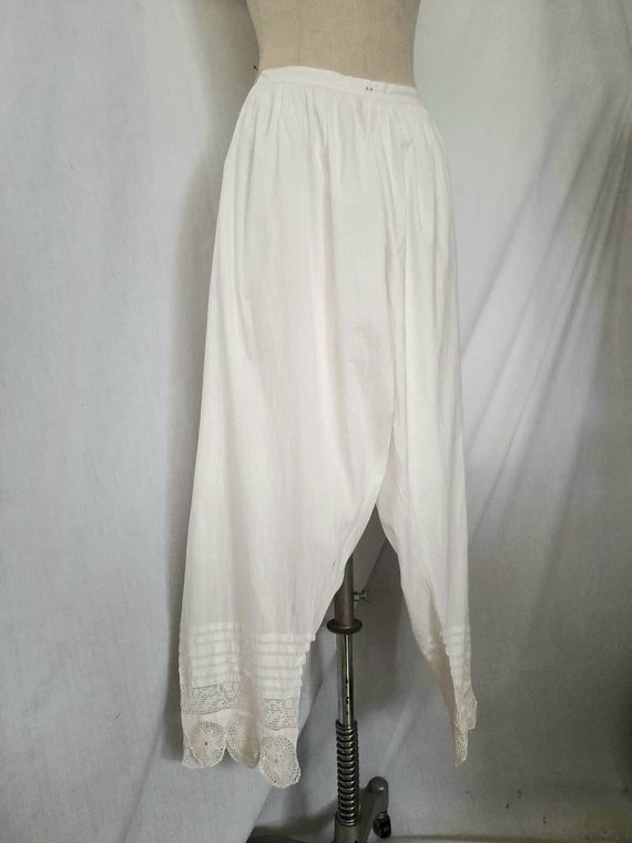 Antique Victorian Edwardian Long Cotton Split Leg… - image 5