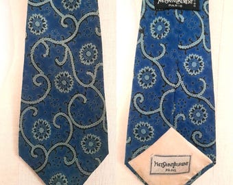 Vintage 70's Yves Saint Laurent Wide Silk Tie, Bell Tie,Necktie,Boho Chic