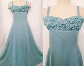 Vintage 70's Elegant Party Maxi Dress,  Boho Chic, Fit and Flare Dress
