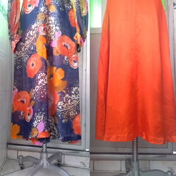 Two in One, 70's Sheer Floral Maxi Dress and Vibr… - image 2