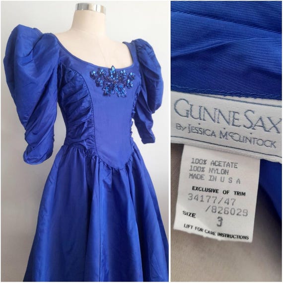 Vintage 80's Gunne Sax Jessica Mcclintock Prom Dress With Huge