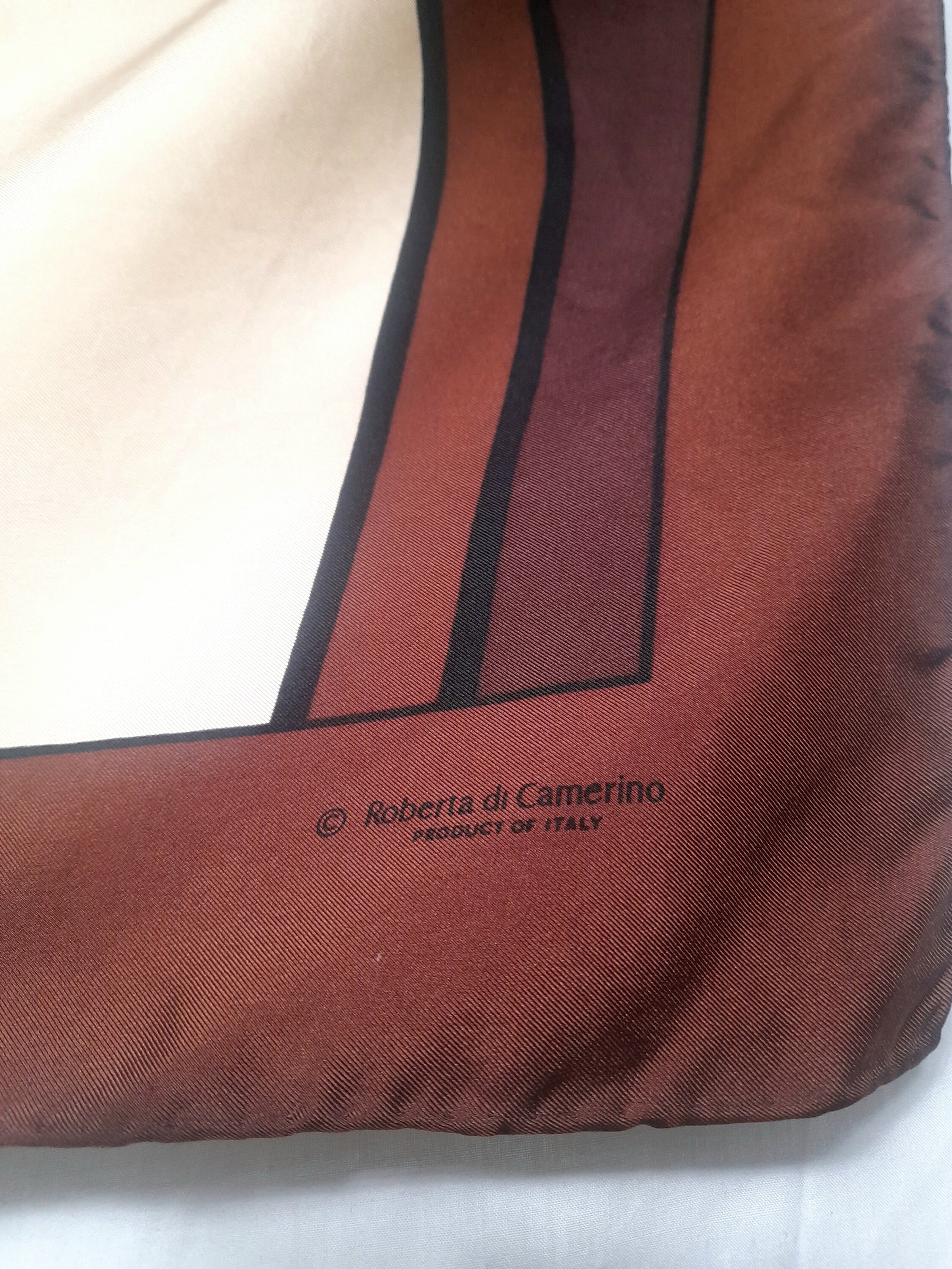 Foulard Carré 100% Soie Roberta Di Camerino 90x90 Cm - Occasion Très Bon état