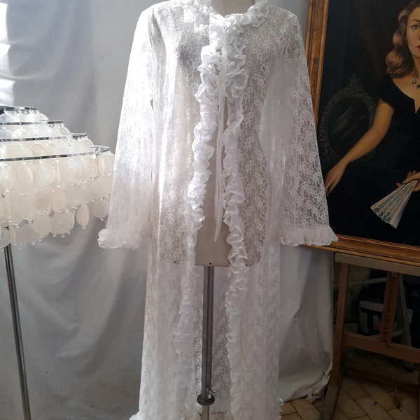 Peignoir Robe De Chambre Turquoise Vintage Années 70 - Taille S, Neuf Avec étiquettes