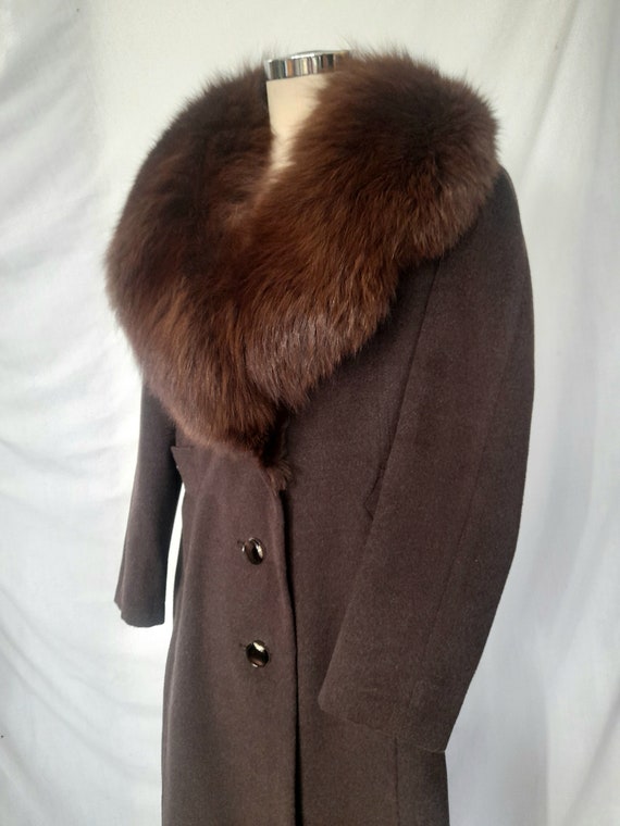 Vintage 70's Tailored A-line Brown Wool Coat with… - image 8