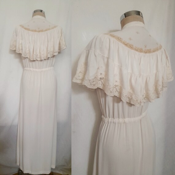Vintage Stunning 30's Off White Rayon, Silk and L… - image 3